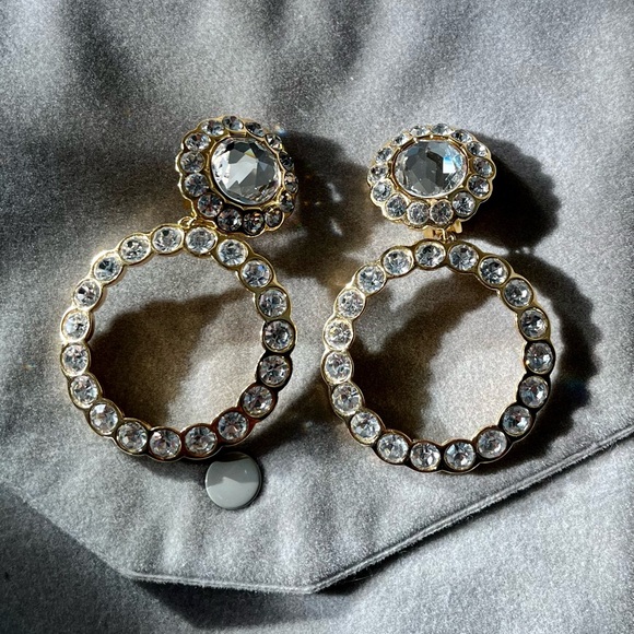 Christian Dior huge door knocker rhinestone earrings. 80’s - Picture 2 of 7